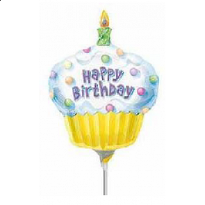 ADD-BAL2 Happy Birthday Cupcake Foil Balloon 14"